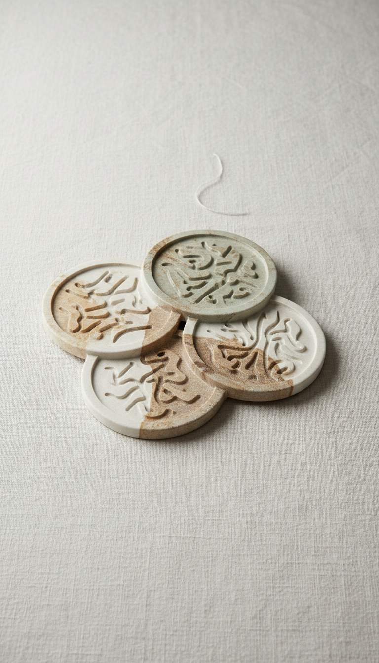 Sculpted Stone Coaster Set of Four