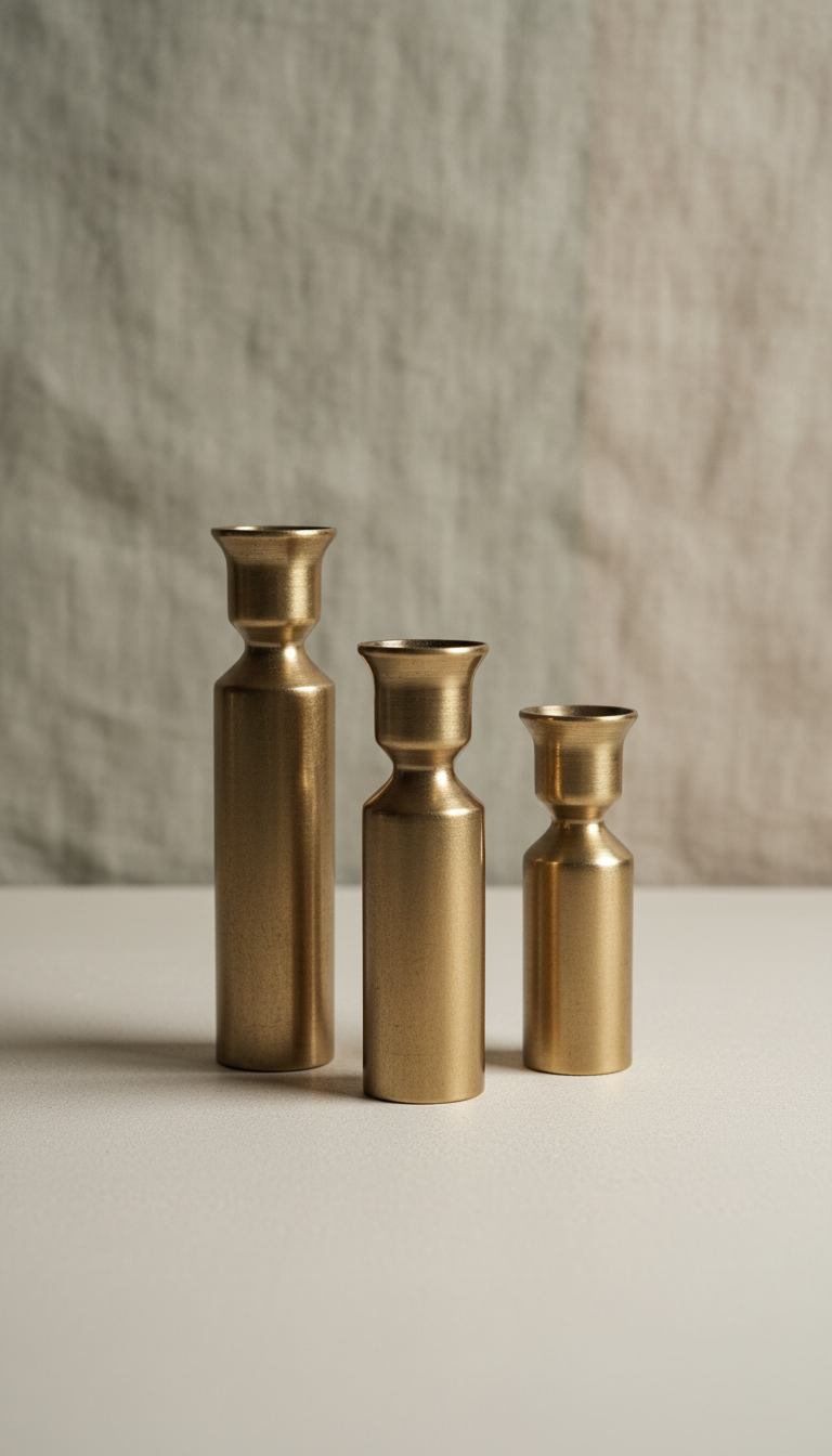Brushed Metal Candle Holder Trio