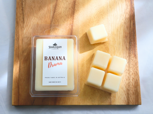 "Banana Drama" A clamshell of soy wax melts, each cube offering hours of delightful fragrance