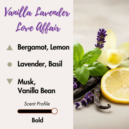  Soothing blend of lavender and vanilla. Top Notes: Lemon, Grapefruit. Middle Notes: Strawberry, Banana. Bottom Notes: Peach, Vanilla.
